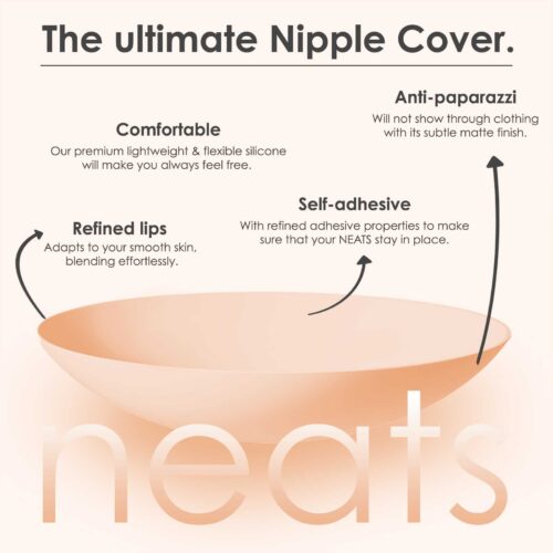NEATS Satin Nipple Cover, 20 Pairs + 1 Sexy Heart Shaped Pair - Self  Adhesive Bra, Hypoallergenic & Disposable Natural Fine Satin Breast Petals